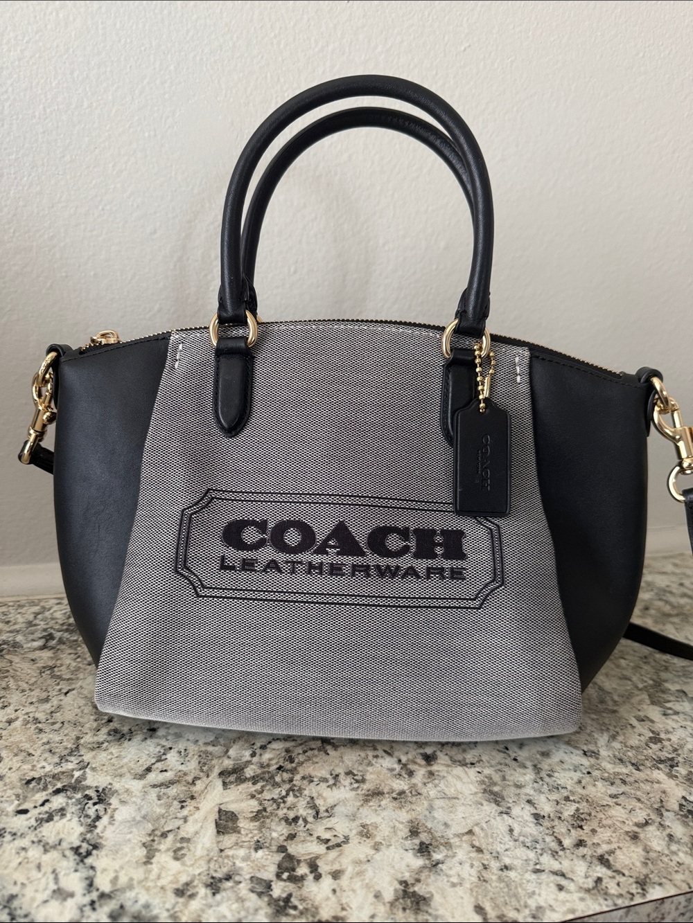 Coach Black & Gray Two-Tone Leatherware Satchel